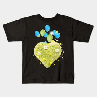 Green Heart with Balloons Kids T-Shirt